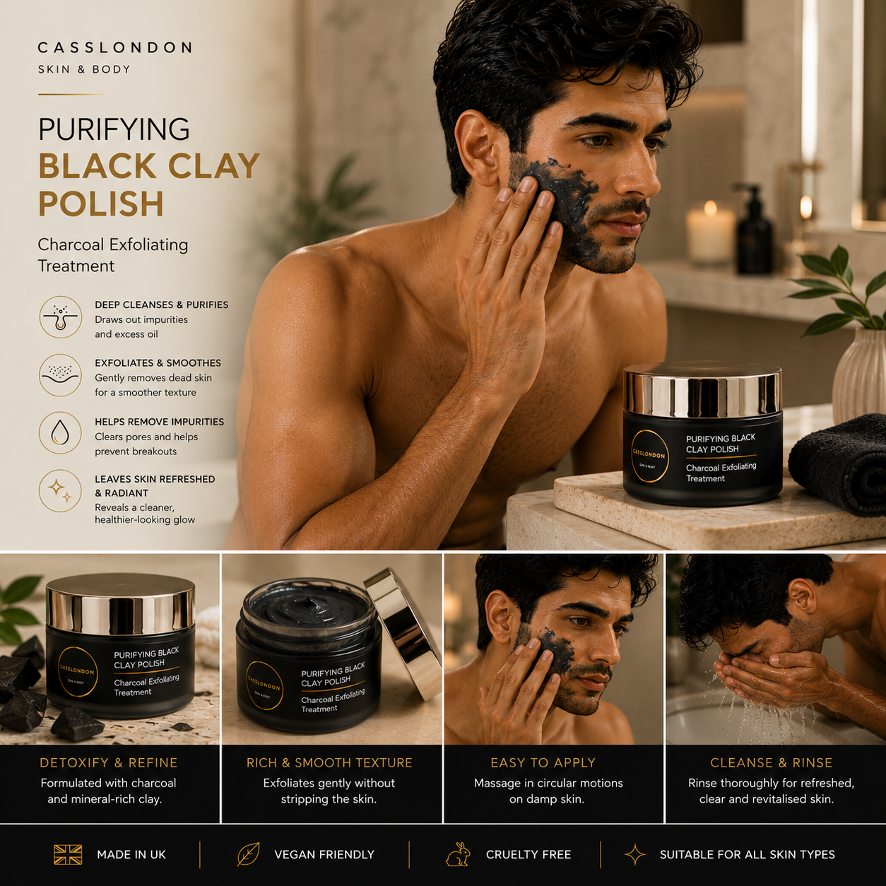 PURIFYING BLACK CLAY POLISH – Charcoal Exfoliating Treatment