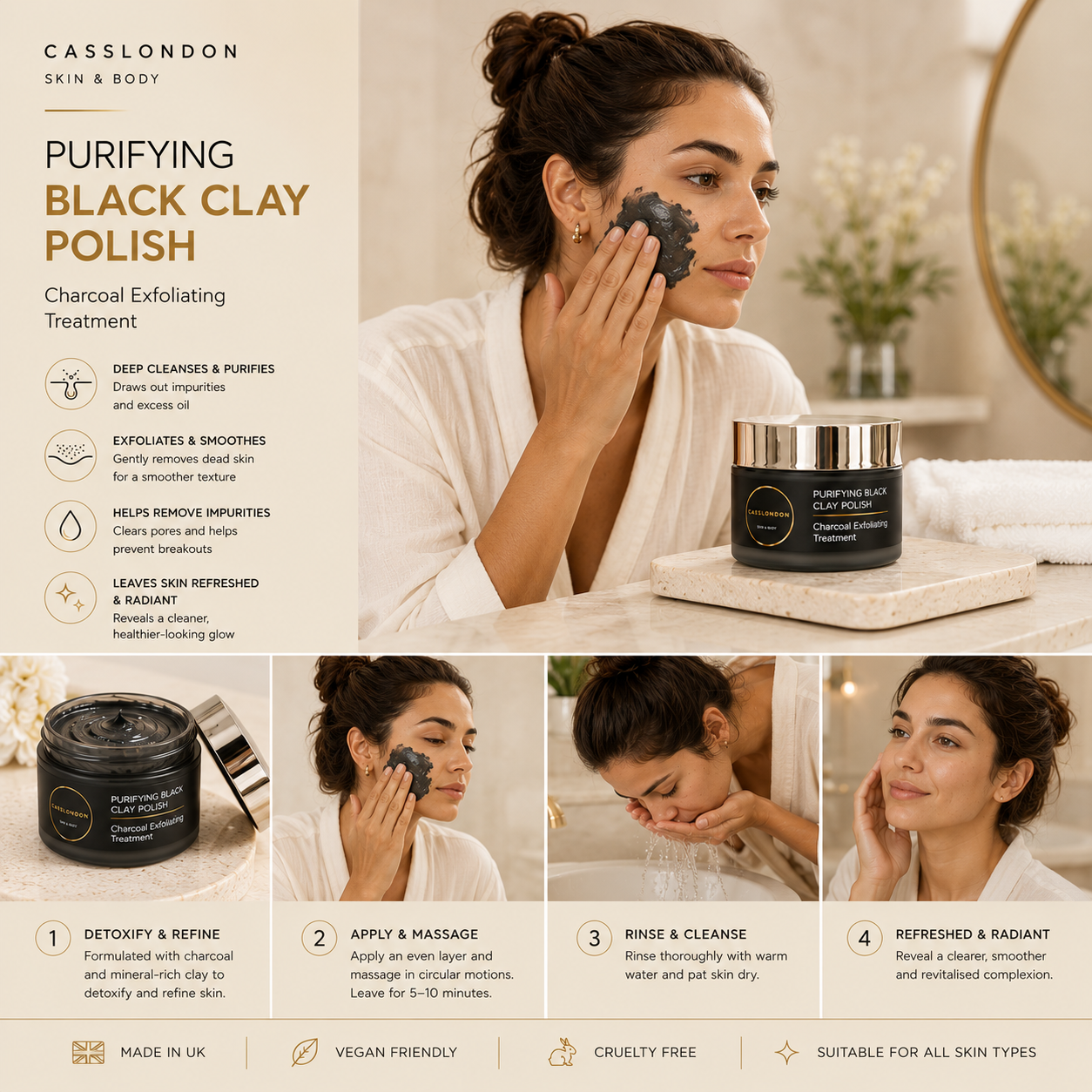 PURIFYING BLACK CLAY POLISH – Charcoal Exfoliating Treatment