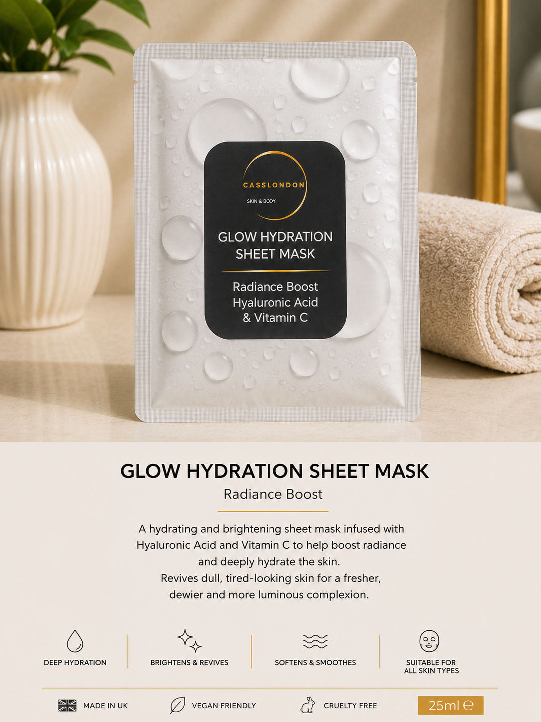 GLOW HYDRATION SHEET MASK Radiance Boost – Hyaluronic Acid & Vitamin C